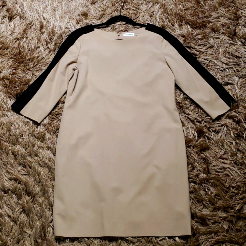 Calvin Klein Women's 3/4 Sleeve Color Block Dress